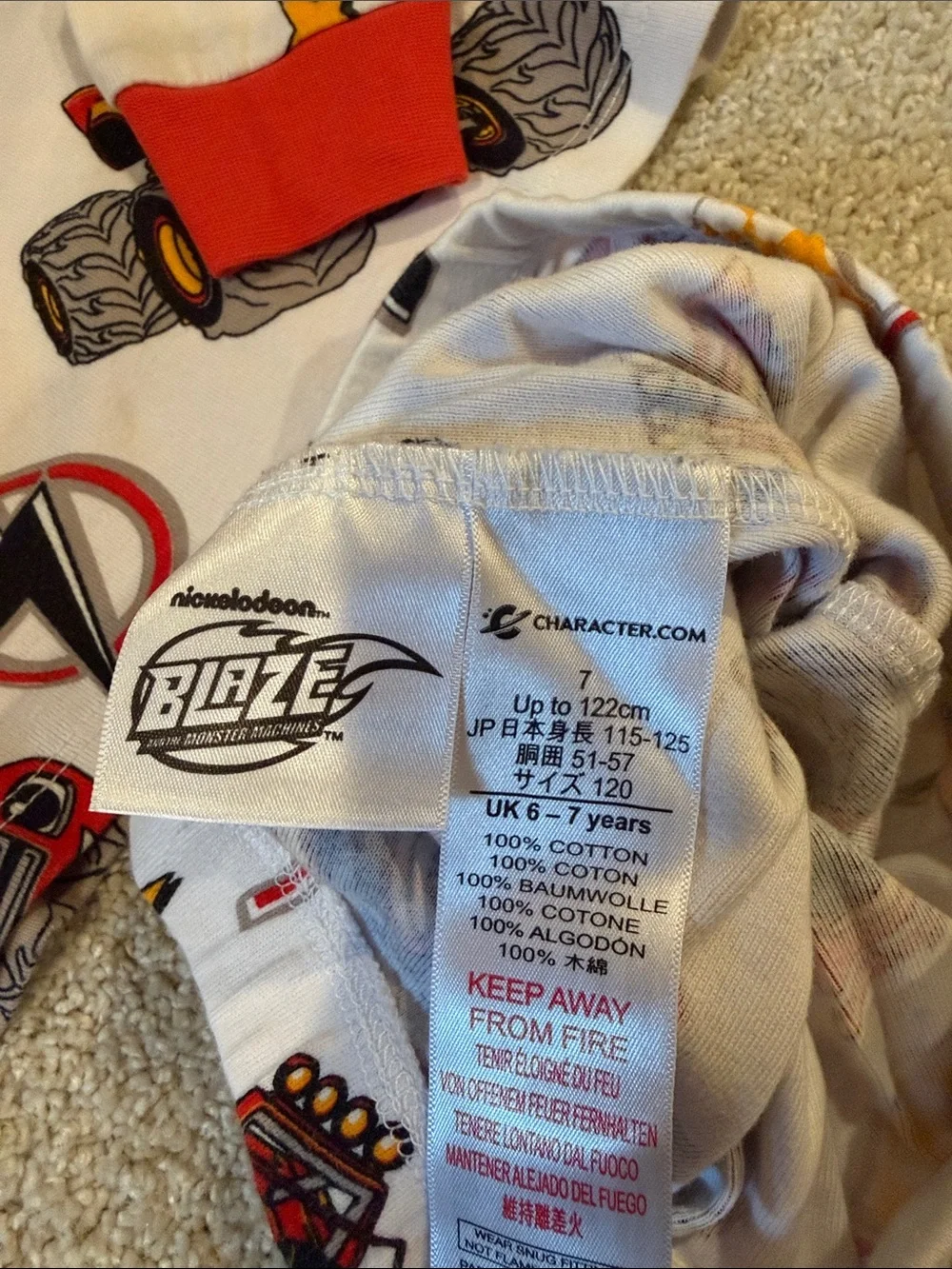 Red Blaze Monster Truck Kids Pajama Set - Long Sleeve Two-Piece, size 7